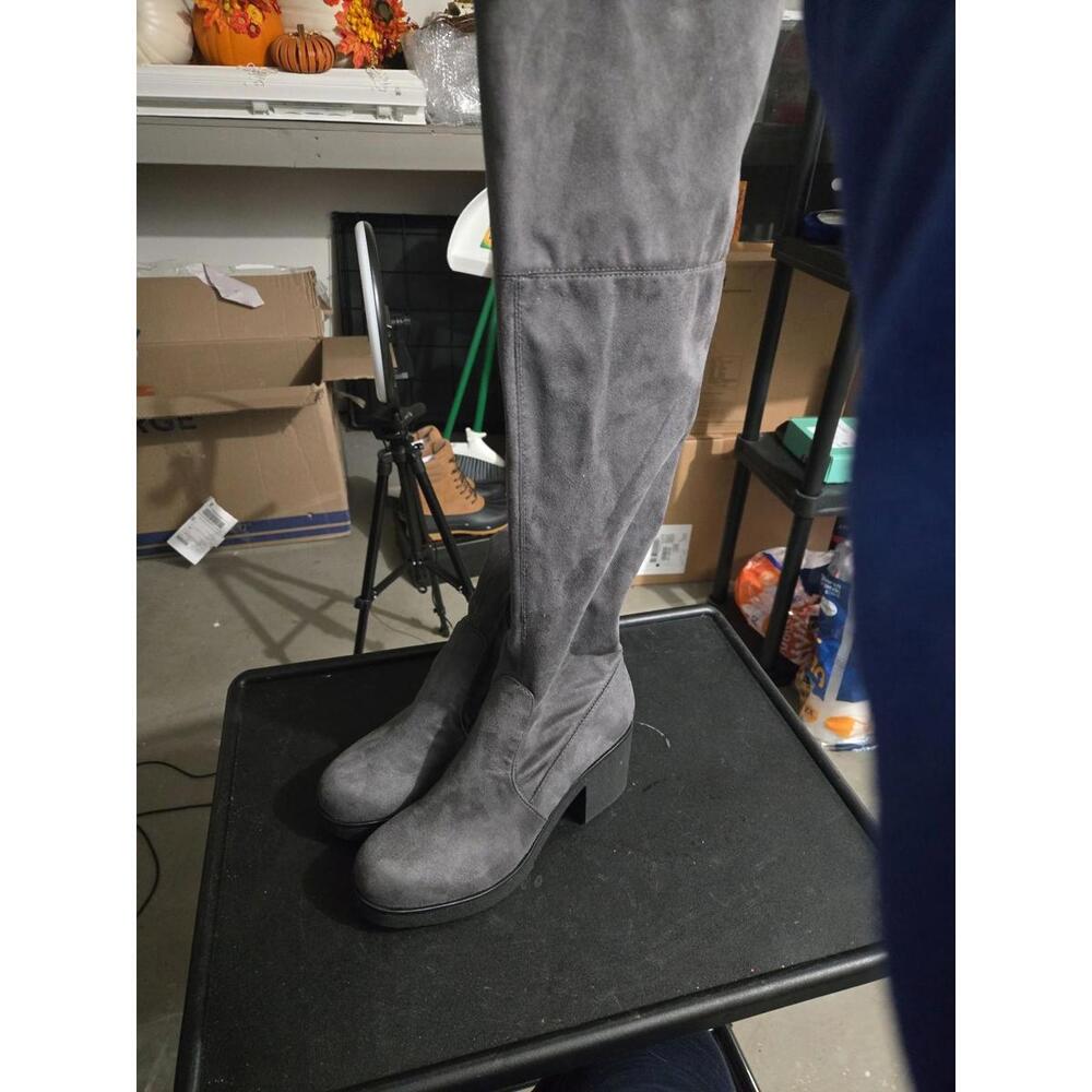 Indigo Rd. Charcoal Grey Suede Over-the-Knee Boots - Women's Size 7.5M